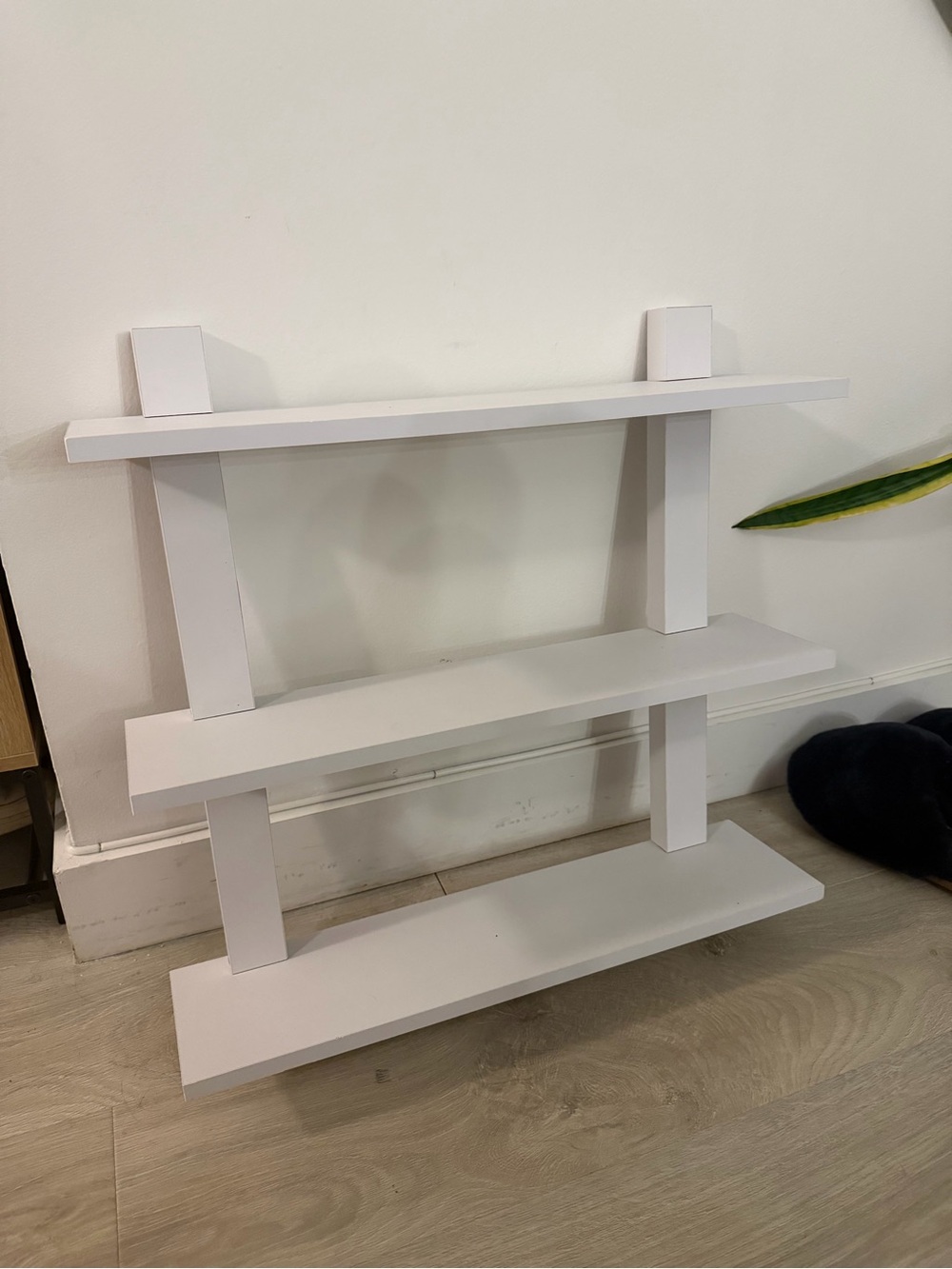White Modern Floating Wall Shelf - Minimal 3-Tier Display